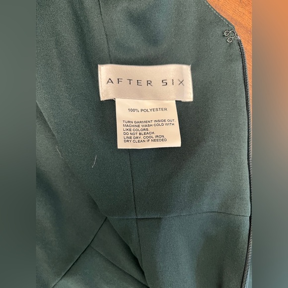 After Six Sleeveless Satin Faux Wrap Gown Size 2 Evergreen Mardi Gras Wedding - Picture 14 of 16